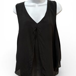 Chic 100% Silk Black V-Neck Blouse by Willi Smith